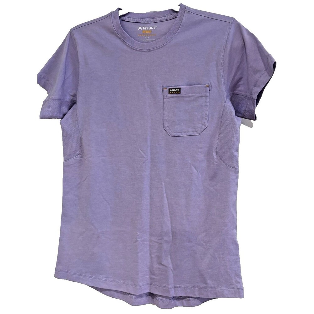 Ariat Rebar T-Shirt Women's Size Small Purple Western Short Sleeve Pocket NEW - Picture 2 of 8